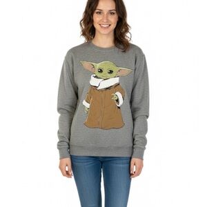 JERZEES Grogu (Baby Yoda) Graphic Sweatshirt, Women’s M, Gray Brown